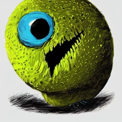 Image similar to a tennis ball monster bird, digital art, fantasy, magic, chalk, trending on artstation, ultra detailed, professional illustration by basil gogos