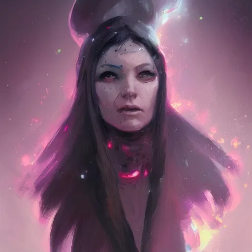 Prompt: space witch, greg rutkowski, concept art, portrait