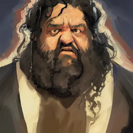 Image similar to greg manchess portrait painting of rubeus hagrid as overwatch character, medium shot, asymmetrical, profile picture, organic painting, sunny day, matte painting, bold shapes, hard edges, street art, trending on artstation, by huang guangjian and gil elvgren and sachin teng