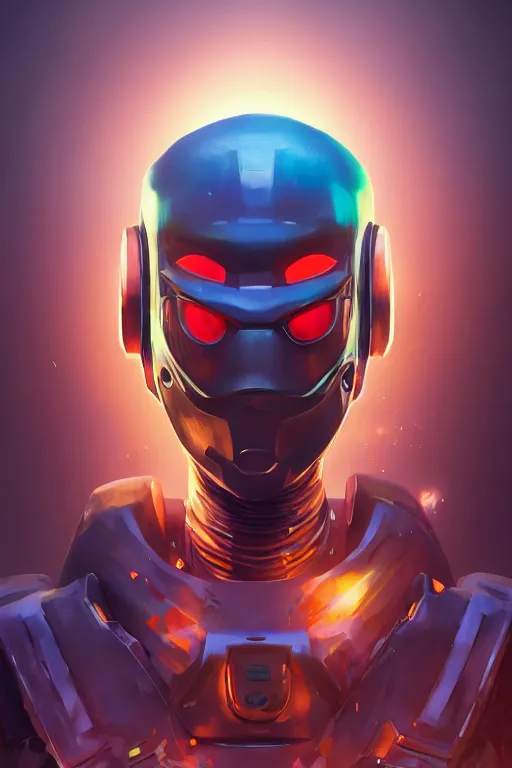 Image similar to epic mask helmet robot ninja portrait stylized as fornite style game design fanart by concept artist gervasio canda, behance hd by jesper ejsing, by rhads, makoto shinkai and lois van baarle, ilya kuvshinov, rossdraws global illumination radiating a glowing aura global illumination ray tracing hdr render in unreal engine 5