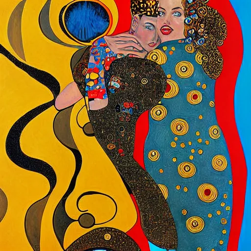 Prompt: Flash Gordon, extremely detailed and intricate painting, pop art, in the style of Gustav Klimt