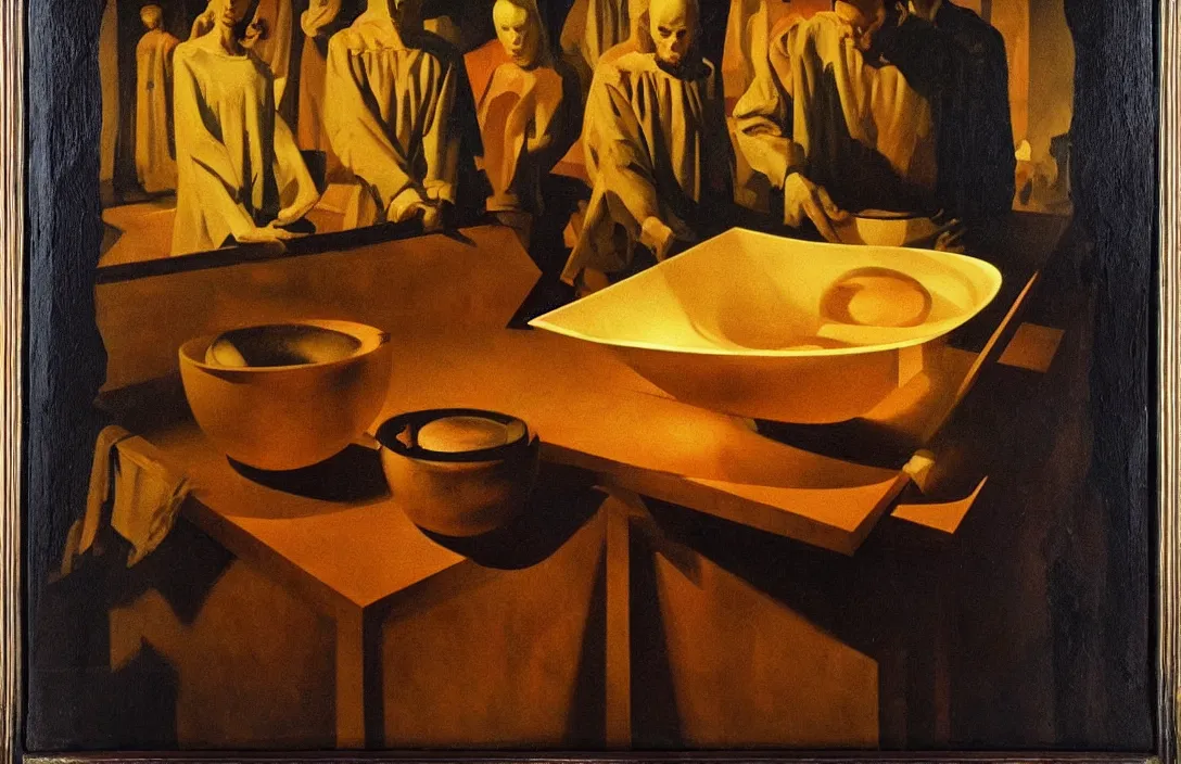 Image similar to forms exist in three dimensions, with height, width, and depth. intact flawless ambrotype from 4 k criterion collection remastered cinematography gory horror film, ominous lighting, evil theme wow photo realistic postprocessing perfectly shaped bowl surviving painting altarpiece painting by valentin serov