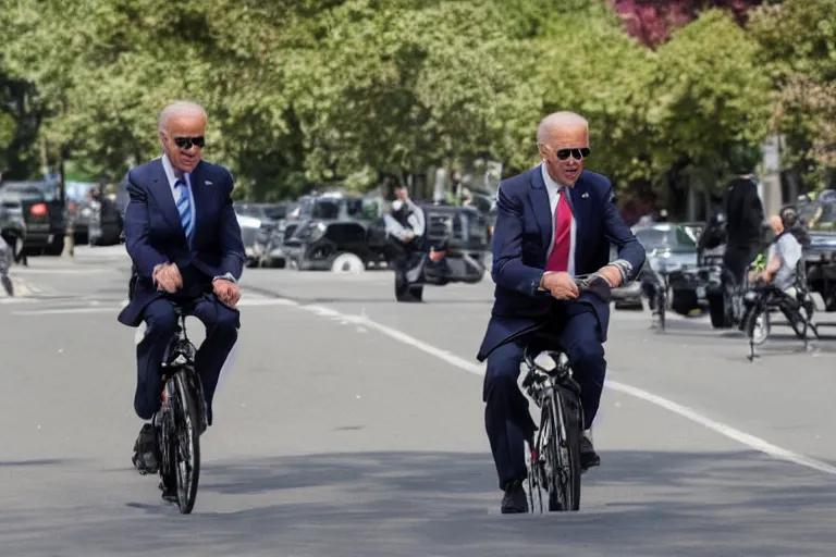 Image similar to joe biden falls from bike being asleep caricature