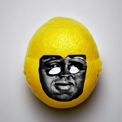 Image similar to a lemon in the shape of Dwayne Johnsons head