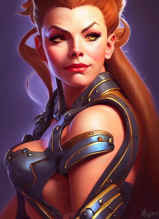 Image similar to lovely brigitte from overwatch, fantasy, fantasy art, character portrait, portrait, close up, highly detailed, scifi art, intricate detail, amazing detail, sharp focus, vintage fantasy art, vintage sci - fi art, radiant light, trending on artstation, caustics, by boris vallejo