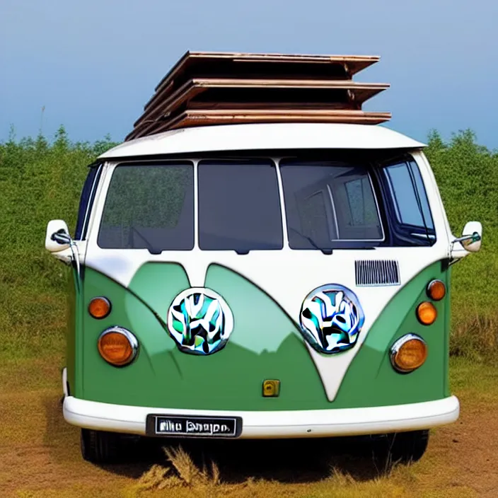 Image similar to vw bus, cargo cult style