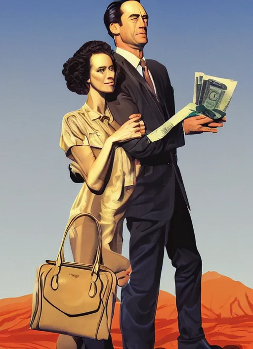 Prompt: poster artwork by Michael Whelan and Tomer Hanuka, Karol Bak of Naomi Watts & Jon Hamm husband & wife portrait, in the pose of 'Laughing Couple with a Money Purse' painting, from scene from Twin Peaks, clean, simple illustration, nostalgic, domestic, full of details