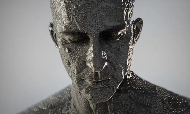 Image similar to water sculpture of a man, photorealistic, cinematic lighting, 8 k, extremely detailed