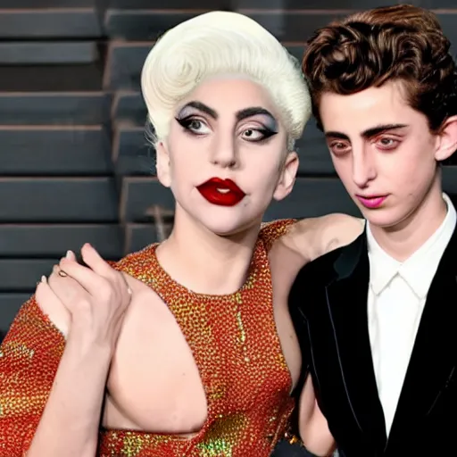 Image similar to timothee chalamet meets lady gaga