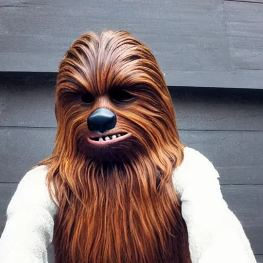 Prompt: chewbacca as a fashion model, instagram selfie