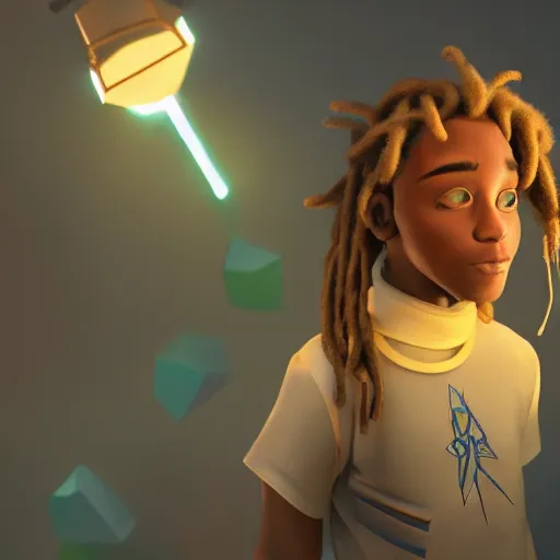 Image similar to Boy with dreadlocks, Disney's Encanto style, trending on artstation, ludicrous lighting, volumetric lighting, concept art, 4k, 8k, trending on artstation.