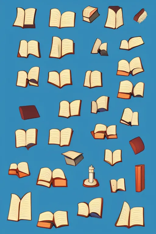 Prompt: books clean cel shaded vector art