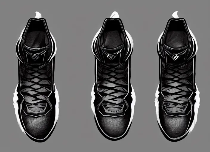 Prompt: basketball sneakers concept of black panther, trending on artstation, smooth, sharp focus