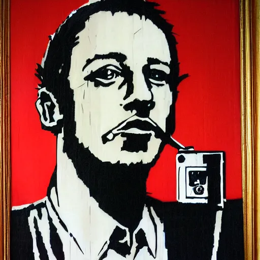 Image similar to banksy self portrait