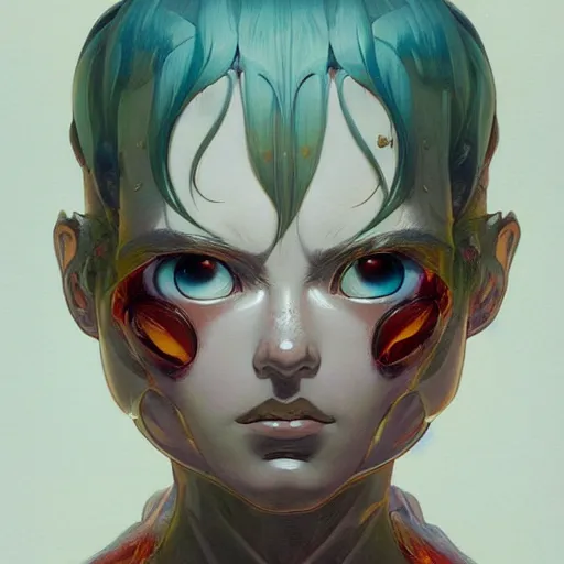 Prompt: prompt : panteon character portrait soft light painted by james jean and katsuhiro otomo and erik jones, inspired by evangeleon anime, smooth face feature, intricate oil painting, high detail illustration, sharp high detail, manga and anime 1 9 9 9