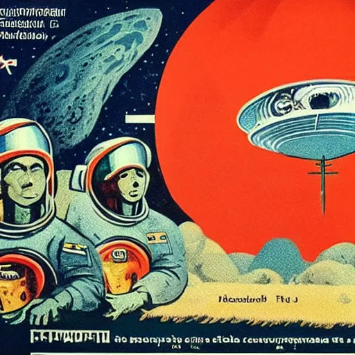 Prompt: Soviet space propaganda poster about planting large marijuana fields on the moon