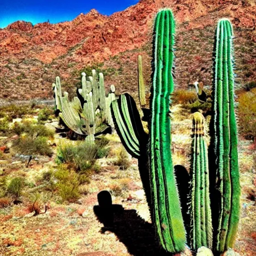 Prompt: god is a cactus in the sonora desert