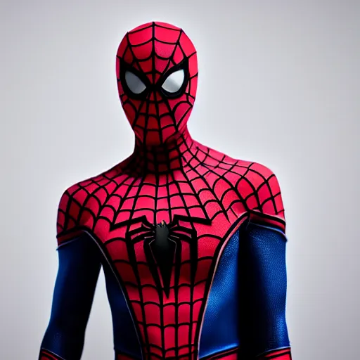 Prompt: A realistic photo of a mixture of Spiderman and Blacl Adam on a white background, hyper-realistic, 8K HDR, 50 mm bokeh, fashion photography.