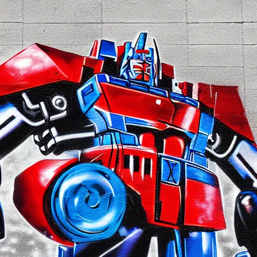 Image similar to Graffiti art of Optimus prime, 4k, digital photograph