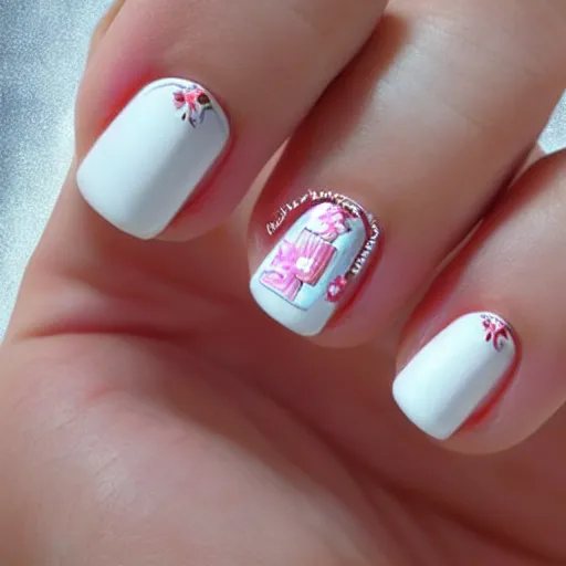 Prompt: nail design, maltese terrier details, realistic,