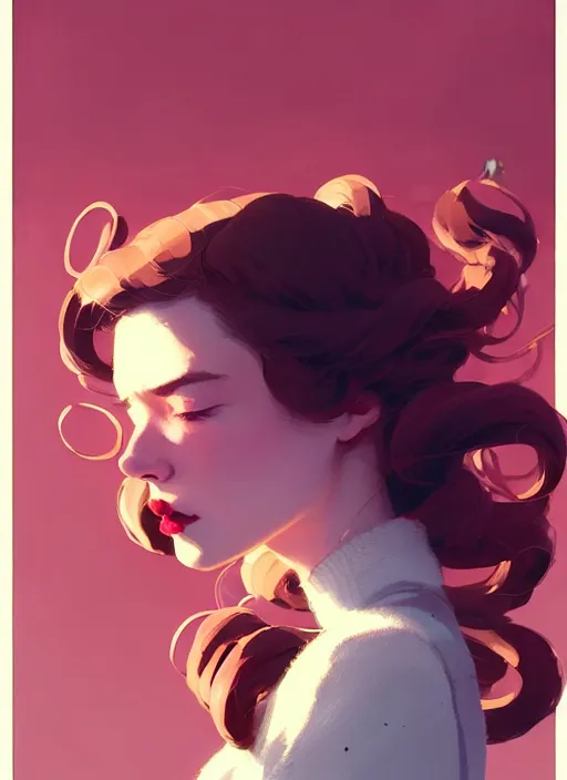 Image similar to highly detailed portrait of camber 2 with scarlet lips making a pogchamp face, poggers, photographic realistic background, ringlet hair by atey ghailan, by greg rutkowski, by greg tocchini, by james gilleard, by joe fenton, by kaethe butcher, gradient pink, black, cream and white color scheme, trending in instagram, award winning details