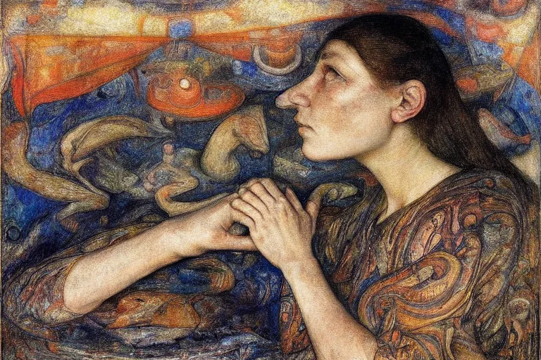 Image similar to the wake of the unseen object,by Annie Swynnerton and Diego Rivera, symbolist, dramatic lighting, elaborate geometric ornament, Art Brut, smooth, sharp focus, extremely detailed, Adolf Wölfli