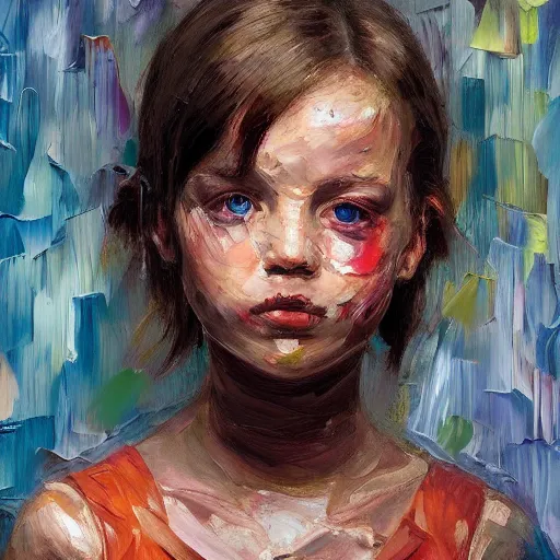 Image similar to palette knife oil painting portrait of a girl in a room, extreme detail, liminal aesthetic, artgerm, deviant art, octane, substance, art history 8 k