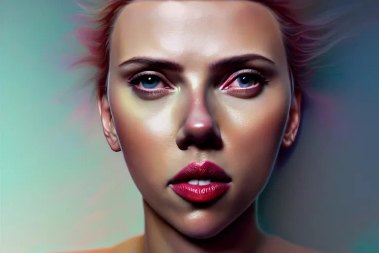 Prompt: surreal Portrait of Scarlett Johansson in dmt chromatic surreal liquid enviroment , elegant, highly detailed, smooth, photoreal, sharp focus, illustration, beautiful, geometric, dmt trending on artstation, cinematic, artwork by WLOP