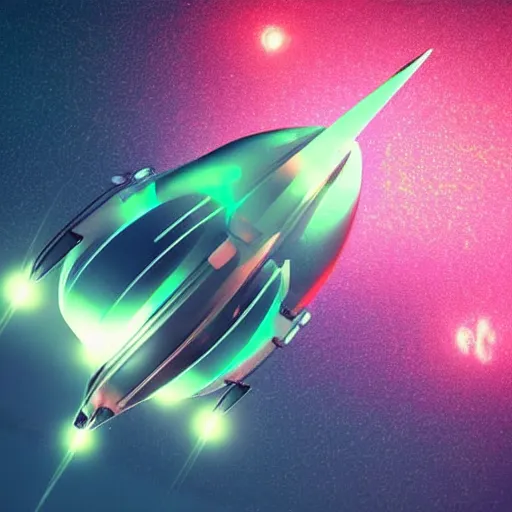 Prompt: ultra detailed sci fi spaceship flying in the sky under rain, bloom, contrasted lights