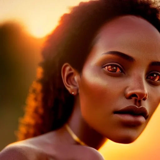 Prompt: photographic portrait of a stunningly beautiful ethiopian renaissance female in soft dreamy light at sunset, contemporary fashion shoot, by edward robert hughes, annie leibovitz and steve mccurry, david lazar, jimmy nelsson, breathtaking, 8 k resolution, extremely detailed, beautiful, establishing shot, artistic, hyperrealistic, beautiful face, octane render