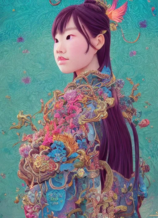 Image similar to beautiful yunnan girl : : by martine johanna and simon stalenhag and chie yoshii and casey weldon and wlop : : ornate, dynamic, particulate, rich colors, intricate, elegant, highly detailed, centered, artstation, smooth, sharp focus, octane render, 3 d