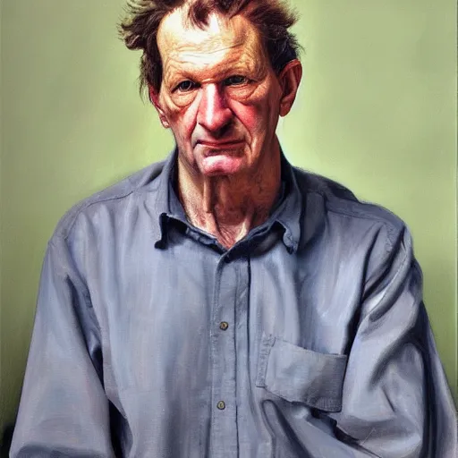 Prompt: high quality high detail painting by lucian freud, hd, portrait of nick swinmurn, photorealistic lighting