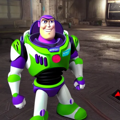 Image similar to Buzz Lightyear in Gears of War, highly detailed, high quality, HD, 4k, 8k, Canon 300mm, professional photographer, 40mp, lifelike, top-rated, award winning, realistic, sharp, no blur, edited, corrected, trending