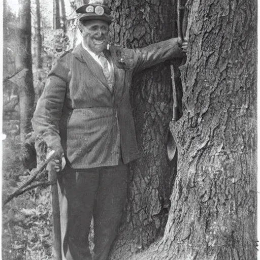 Image similar to A vintage photograph of a real fantasy giant holding a tree as a mace W- 768