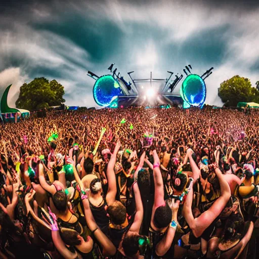 Prompt: edm festival. By charles shulz