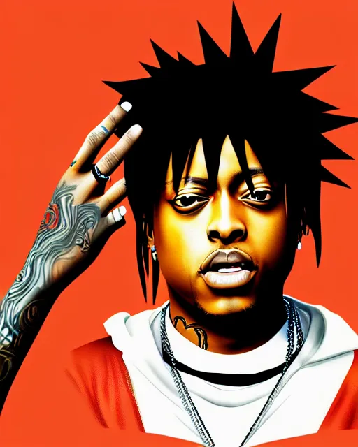 Image similar to juice wrld rapper rockstar legend highly detailed photo realistic naruto digital art