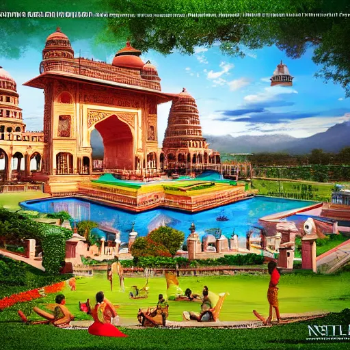 Prompt: advertisement indian tourism brochure, realistic render, detailed