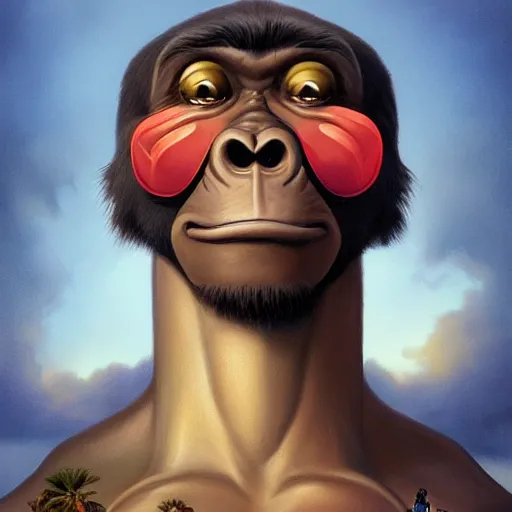 Image similar to king kong portrait, Pixar style, by Tristan Eaton Stanley Artgerm and Tom Bagshaw.