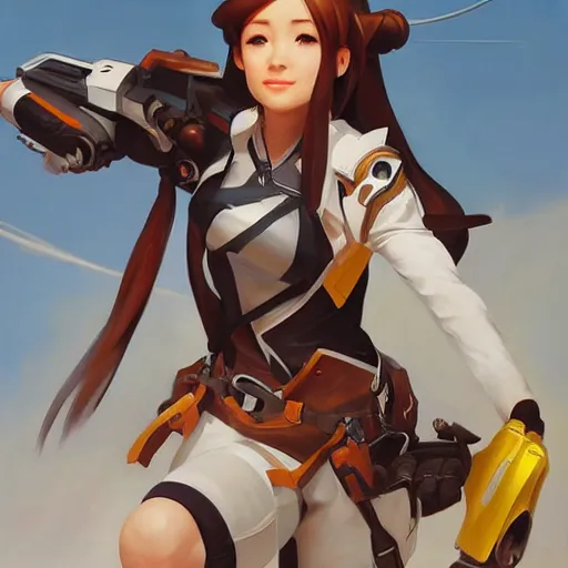 Image similar to greg manchess portrait painting of asuna yuuki as overwatch character, medium shot, asymmetrical, profile picture, organic painting, sunny day, matte painting, bold shapes, hard edges, street art, trending on artstation, by huang guangjian and gil elvgren and sachin teng