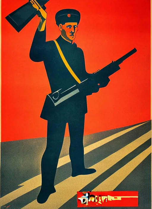 Image similar to soviet propaganda poster of a ak - 4 7, socialist realism. by alexander zelensky, viktor deni, havrylo pustoviyt