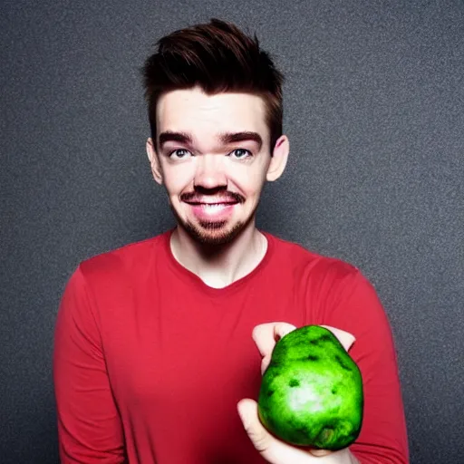 Prompt: jacksepticeye holding a potato with envy, wide shot, realistic, 8k resolution, hyperdetailed, highly detailed, real life, studio lighting, high quality, photo