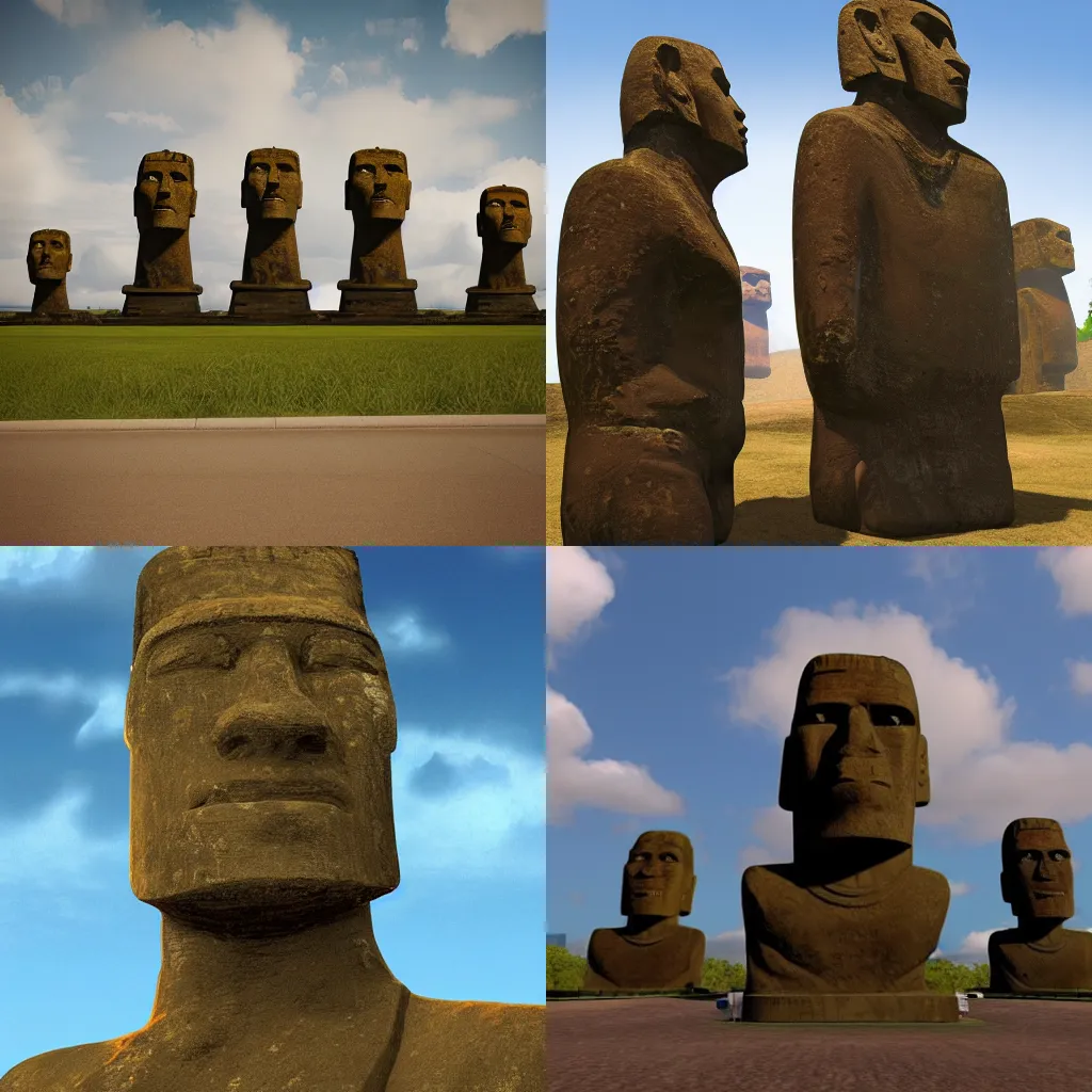 Prompt: Moai statue gta cover art, no text, trending on artstation, artstationHQ