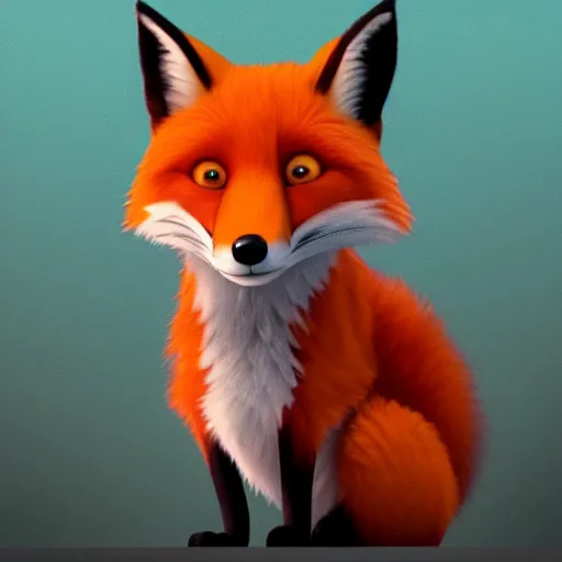 Image similar to [ red fox, in the style of pixar, character art, movie still