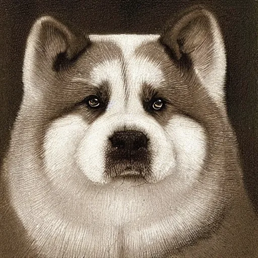 Prompt: Akita dog by Rembrandt