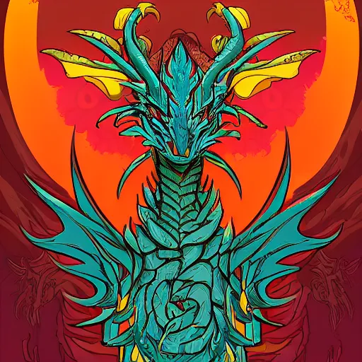 Prompt: flower dragon priest in the style of dan mumford and leiji matsumoto