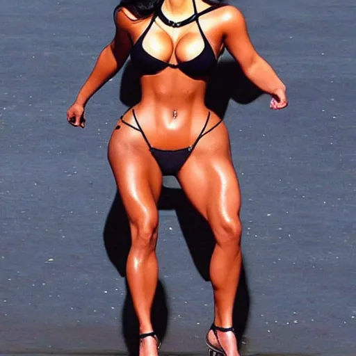 Image similar to kim kardashian as a professional bodybuilder