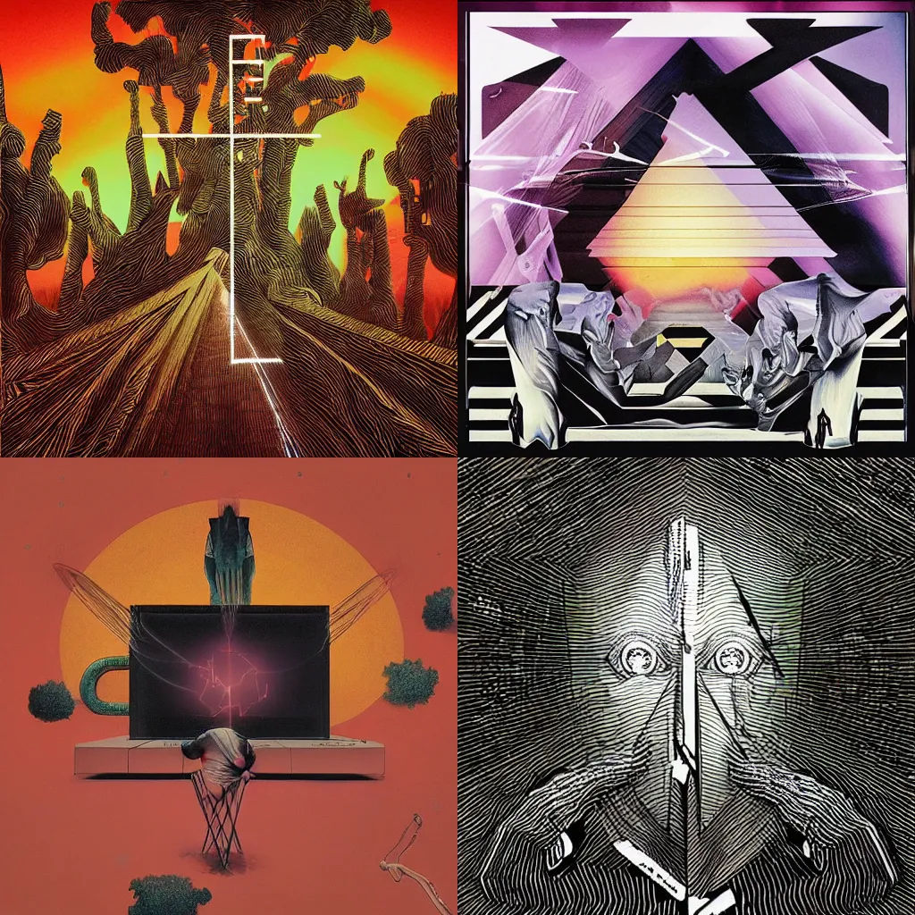 Prompt: oneohtrix point never r plus seven cover art but in a photorealistic style