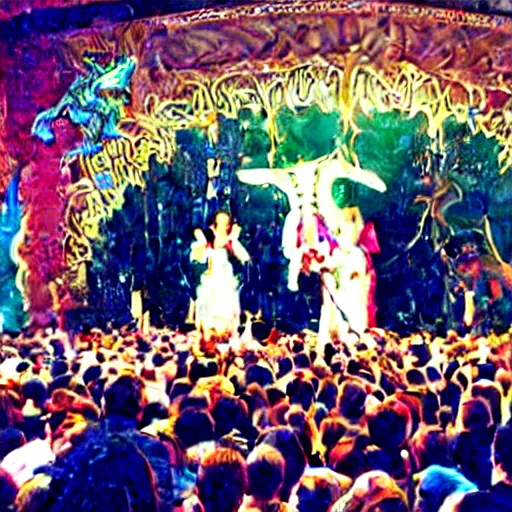 Image similar to 10,100 wemon worshipping the dragon angel pimp, holy ceremony, heavens gate, low quality photo, crowd, flikr