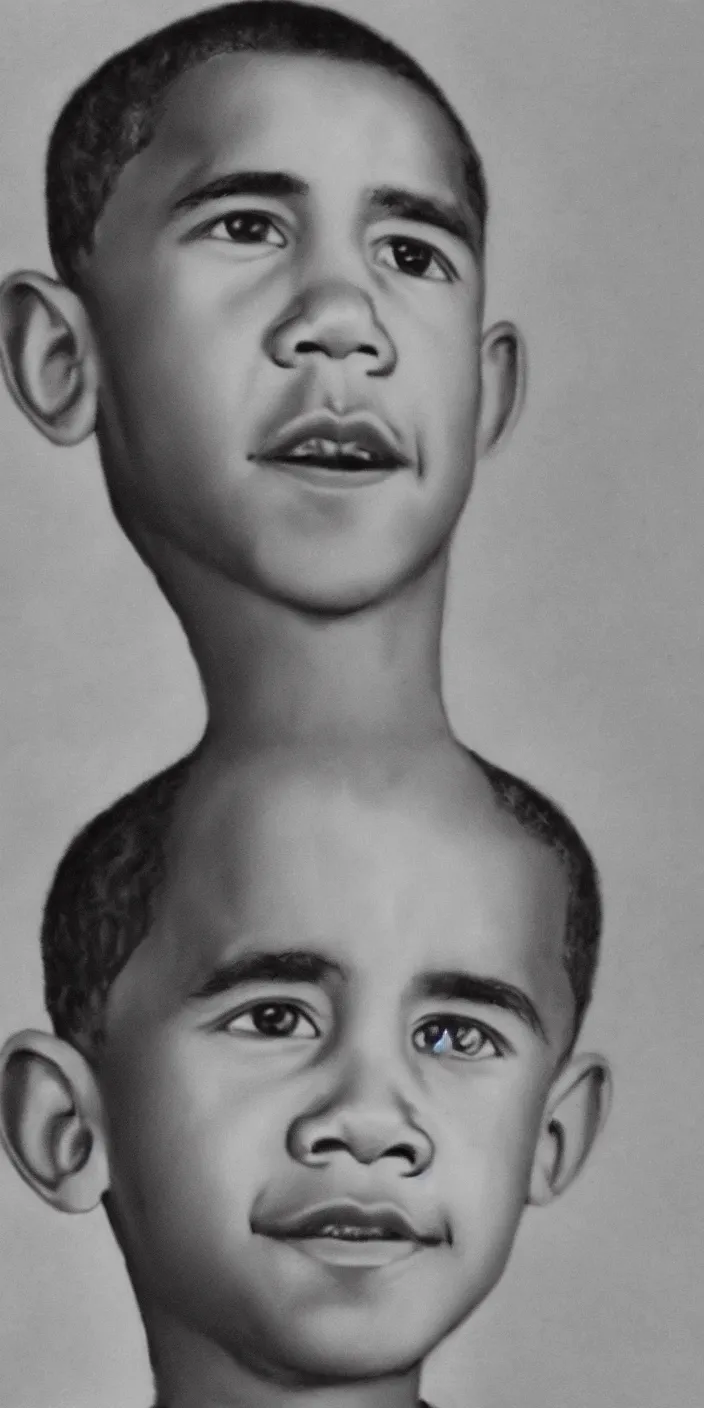 Image similar to character portrait close - up barack obama as a young child