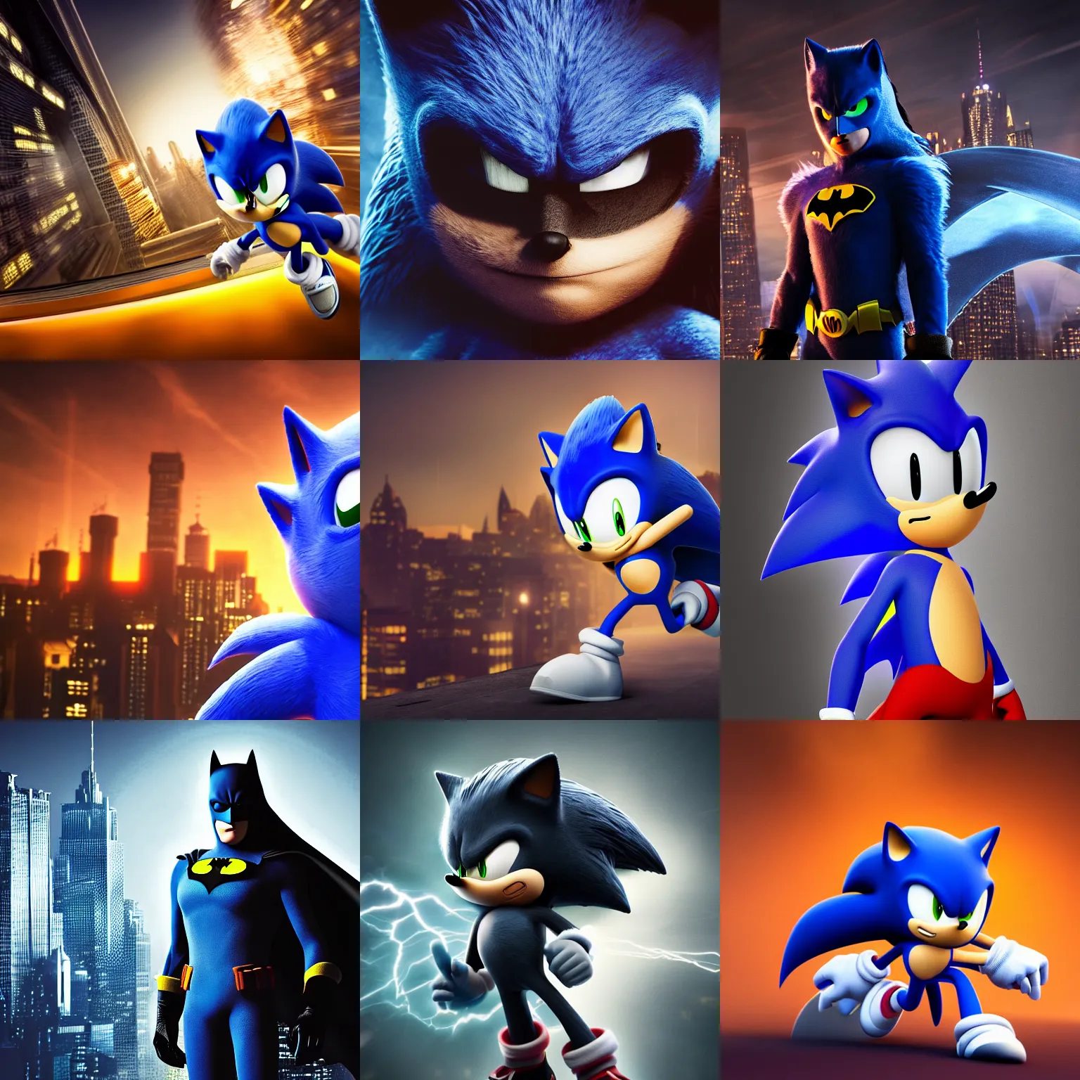 sonic the hedgehog as batman, promotional render